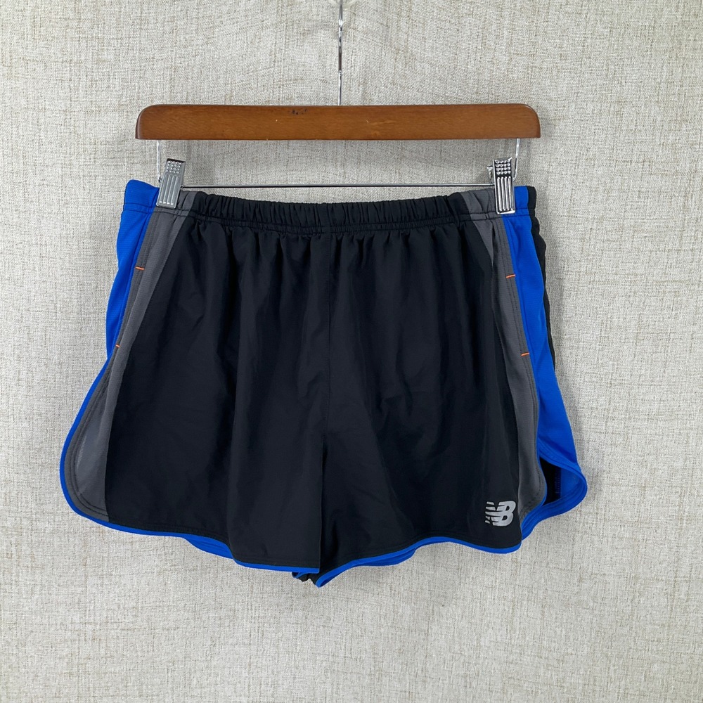 New Balance Running Shorts Mens Medium Black Blue Lightning Dry Athletic Sporty